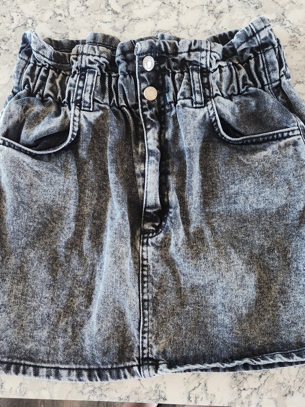Topshop Black Wash Paperbag Denim Skirt